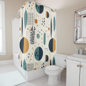 Abstract groen sinaasappel boho cirkels bloemenpat douchegordijn (In situ)