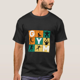Abstract Groen Sinaasappel Geel GYM Sportkunst T-shirt