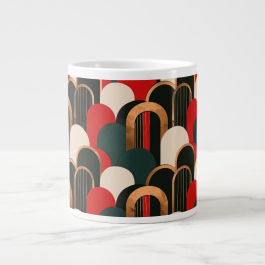 Abstract Groen Sinaasappel Wit Grote Koffiekop (Voorkant)