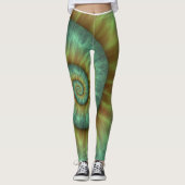 abstract, groen spiraalvormig ontwerp leggings (Voorkant)