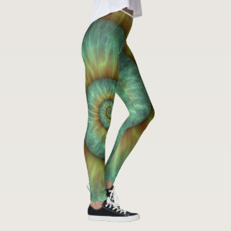 abstract, groen spiraalvormig ontwerp leggings