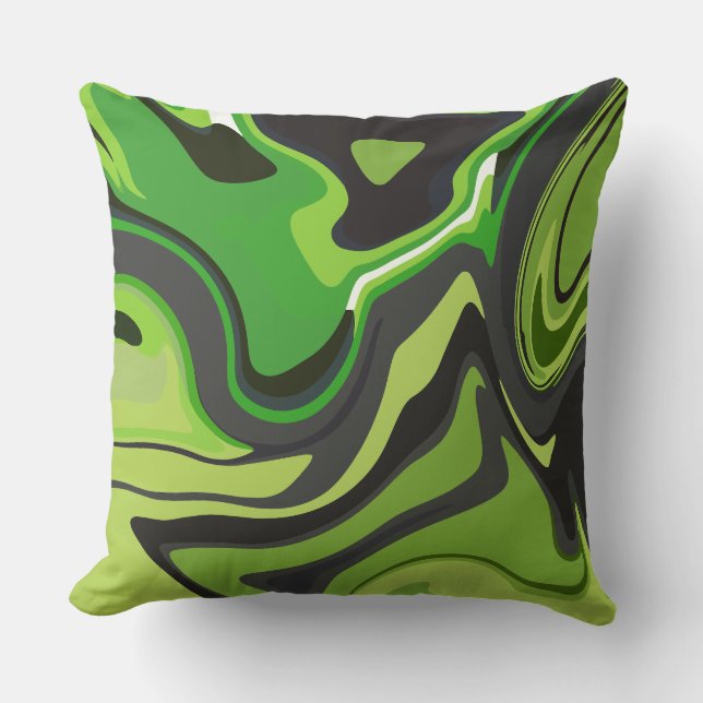 Abstract groen stromend patroon kussen (Voorkant)