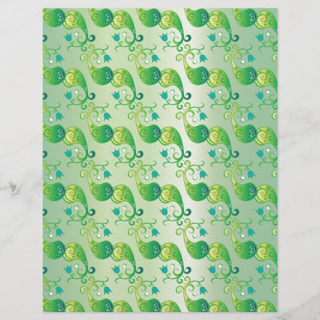 Abstract groen Tulip Boteh Floral Pattern (Voorkant)