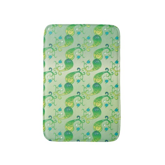 Abstract groen Tulip Boteh Floral Pattern Badmat (Voorkant Verticaal)