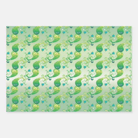 Abstract groen Tulip Boteh Floral Pattern Inpakpapier Vel (Voorkant 3)