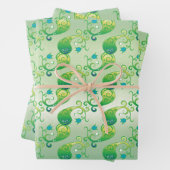 Abstract groen Tulip Boteh Floral Pattern Inpakpapier Vel (In situ)