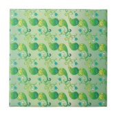 Abstract groen Tulip Boteh Floral Pattern Tegeltje (Voorkant)