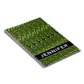 Abstract Groen Vloeibaar Splotch Patroon + Naam Notitieboek (Rechterzijde)