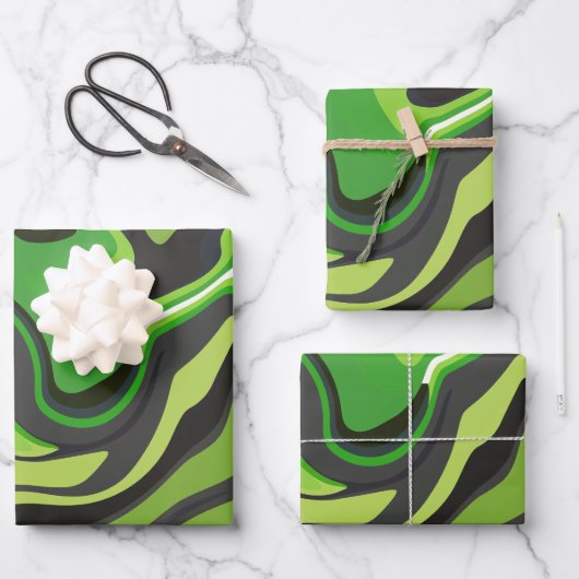 Abstract groen vloeiend patroon inpakpapier vel (Voorkant)