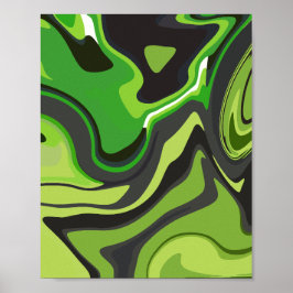Abstract groen vloeiend patroon poster