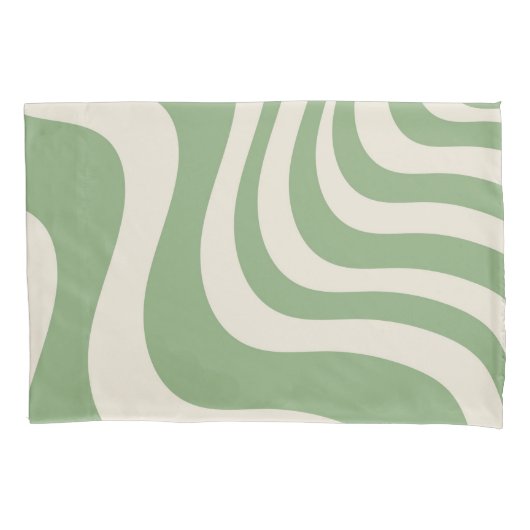 Abstract groen Wavy Stripe Bold Minimalistisch Ont Kussensloop (Voorkant)