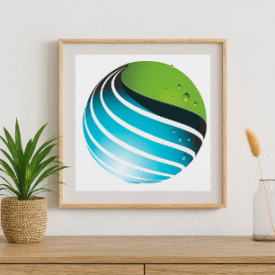 Abstract groen Wereldbol Poster