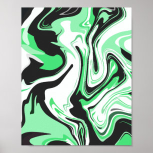 Abstract groen, zwart en wit kolkend ontwerp poster