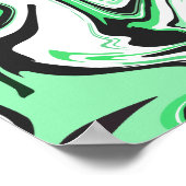 Abstract groen, zwart en wit wervelend ontwerp poster (Hoek)