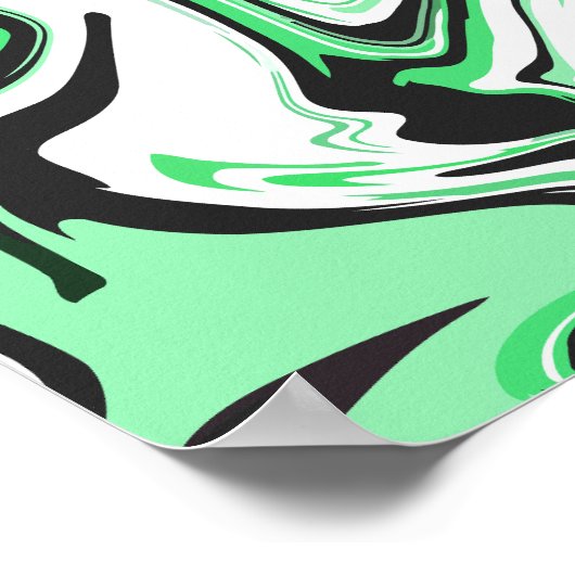 Abstract groen, zwart en wit wervelend ontwerp poster (Hoek)