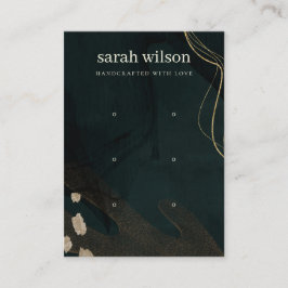 Abstract Groen Zwart Gold 3-Stud oorscherm Visitekaartje