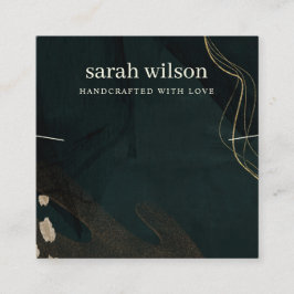 Abstract Groen Zwart Gold Band Ketting beeldscherm Vierkante Visitekaartje