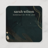 Abstract Groen Zwart Gold Stud Oorlogsscherm Vierkante Visitekaartje (Voorkant)