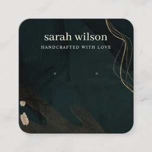 Abstract Groen Zwart Gold Stud Oorlogsscherm Vierkante Visitekaartje