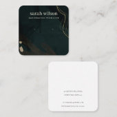 Abstract Groen Zwart Gold Stud Oorlogsscherm Vierkante Visitekaartje (Voorkant / Achterkant)