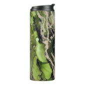 Abstract Groen Zwart Goud Camouflage DIY Naam Thermosbeker (Gedraaid links)