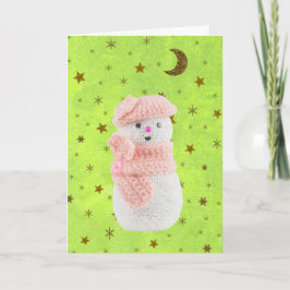 Abstract groenboek met gouden sterren, sneeuwvrouw feestdagen kaart