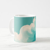 Abstract groene en witte golven stromen koffiemok (Voorkant links)