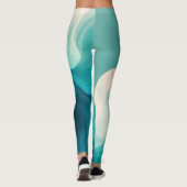 Abstract groene en witte golven stromen leggings (Achterkant)