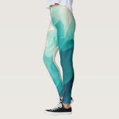 Abstract groene en witte golven stromen leggings (Links)
