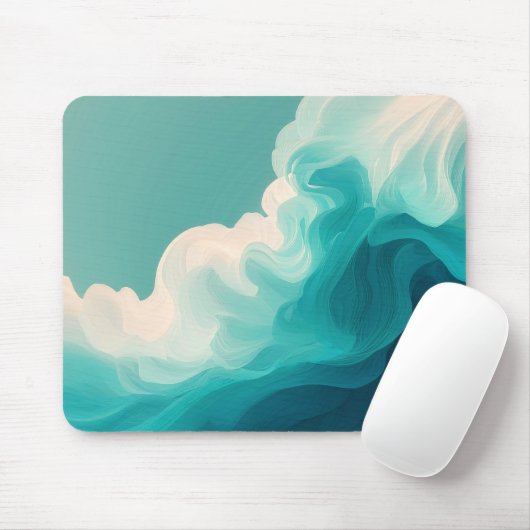 Abstract groene en witte golven stromen muismat (Met muis)
