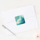 Abstract groene en witte golven stromen vierkante sticker (Envelop)