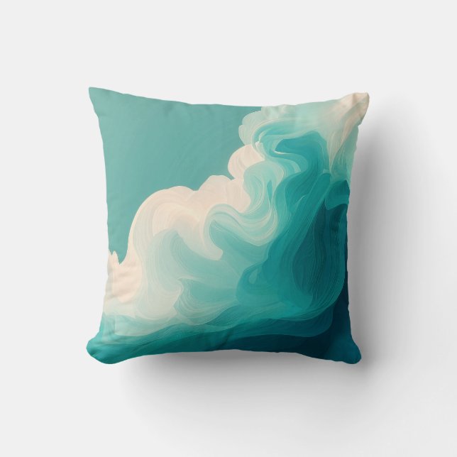 Abstract groene en witte golvende golven kussen (Voorkant)
