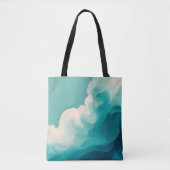 Abstract groene en witte golvende golven tote bag (Voorkant)