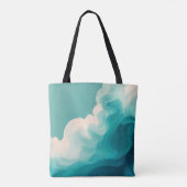 Abstract groene en witte golvende golven tote bag (Achterkant)