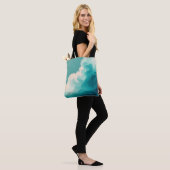 Abstract groene en witte golvende golven tote bag (Op model)