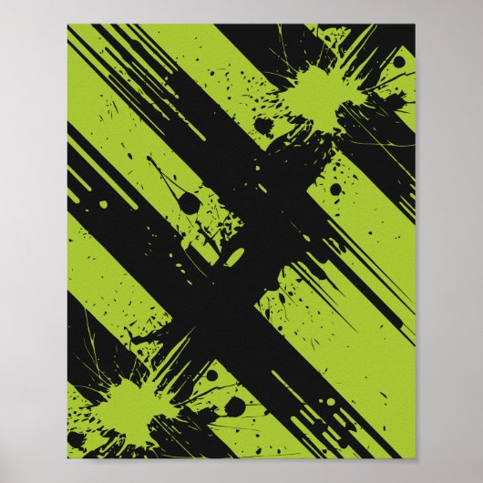 Abstract groene en zwarte verfspatten poster (Voorkant)