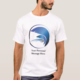 Abstract groot en klein blauw haai t-shirt