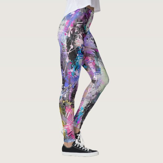 Abstract Gruizige Kleurrijke Verf Leggings (Rechts)