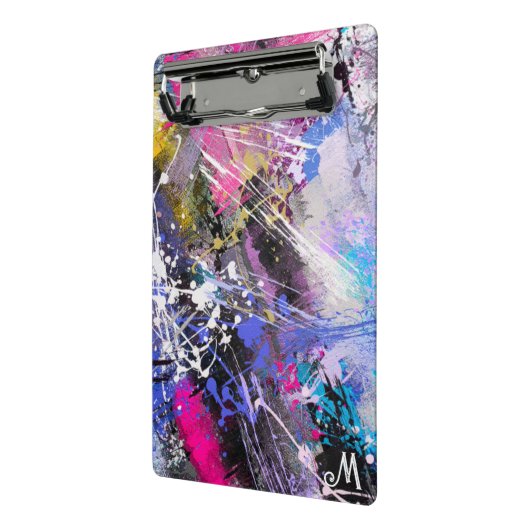 Abstract Gruizige Kleurrijke Verf Mini Klembord (Angled2)