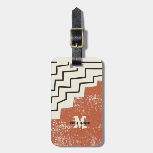 Abstract grunge aesthetic 20s minimal Monogram Bagagelabel (Voorkant verticaal)