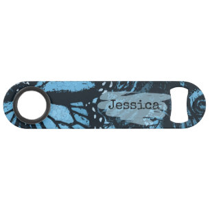 Abstract Grunge Blauwe Vlinderkunst Persoonlijk Speed Flessenopener