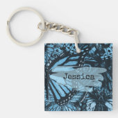 Abstract Grunge Blue Butterfly Art Personalized Sleutelhanger (Voorkant)