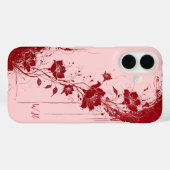 Abstract Grunge Flowers Rood Roze Monogram Case-Mate iPhone Case (Achterkant (horizontaal))