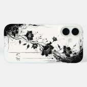 Abstract Grunge Flowers Zwart Wit Monogram Case-Mate iPhone Case (Achterkant (horizontaal))