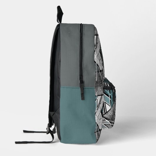 Abstract grunge grijs, turquoise bedrukte rugzak (Links)
