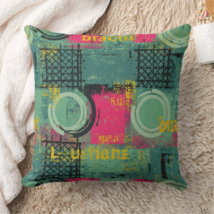 Abstract grungepatroon met geometrische vormen kussen