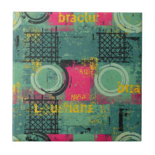 Abstract grungepatroon met geometrische vormen tegeltje