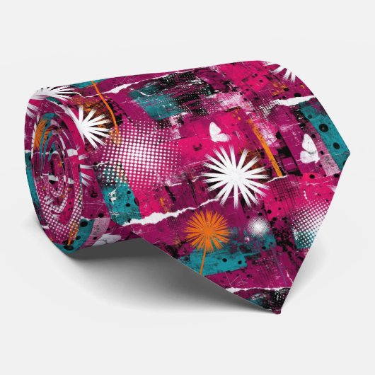 Abstract grungepatroon met paardenbloem stropdas (Opgerold)