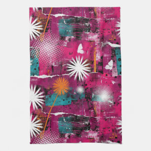 Abstract grungepatroon met paardenbloem theedoek