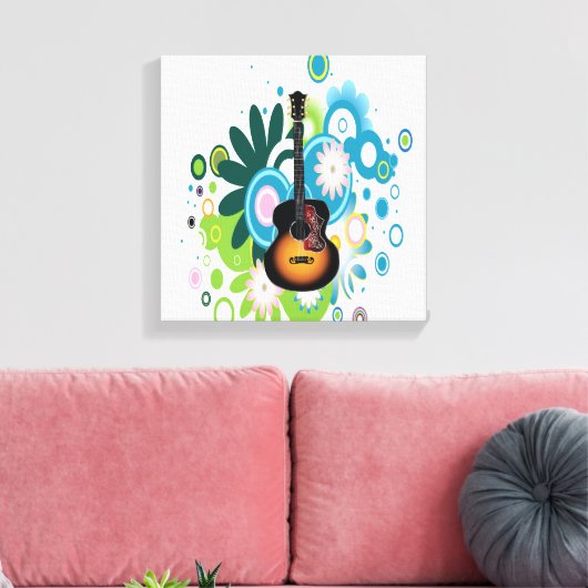 Abstract Guitar Wrapped Canvas Afdruk (Insitu (Woonkamer))